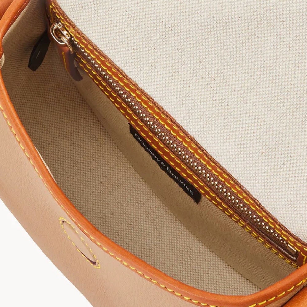 Dooney & Bourke Beige and Tan Pebbled Leather Crossbody Bag - Picture 2 of 10